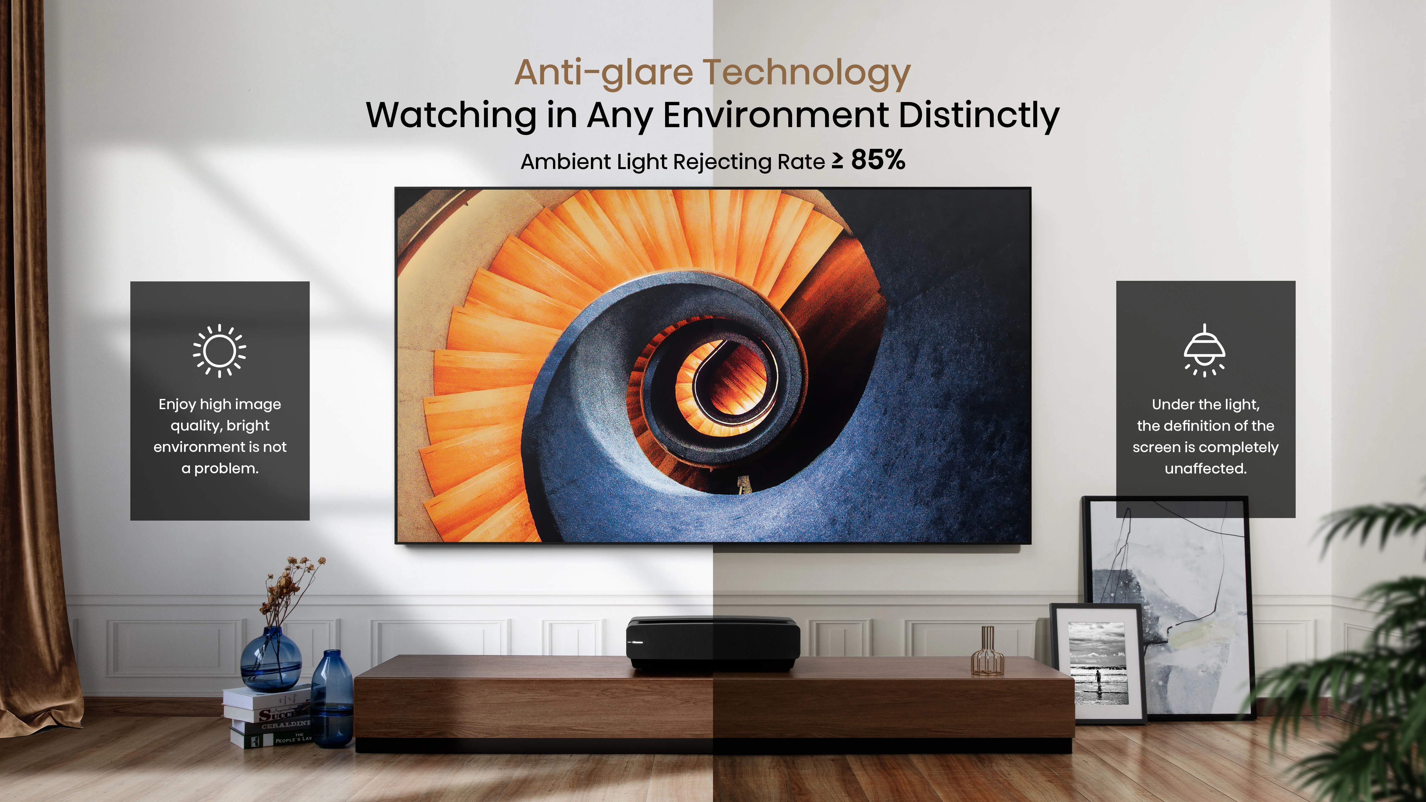 Hisense 110" Ultra High-Definition Ambient Light Rejecting projector Screen - Daylight - Image 6