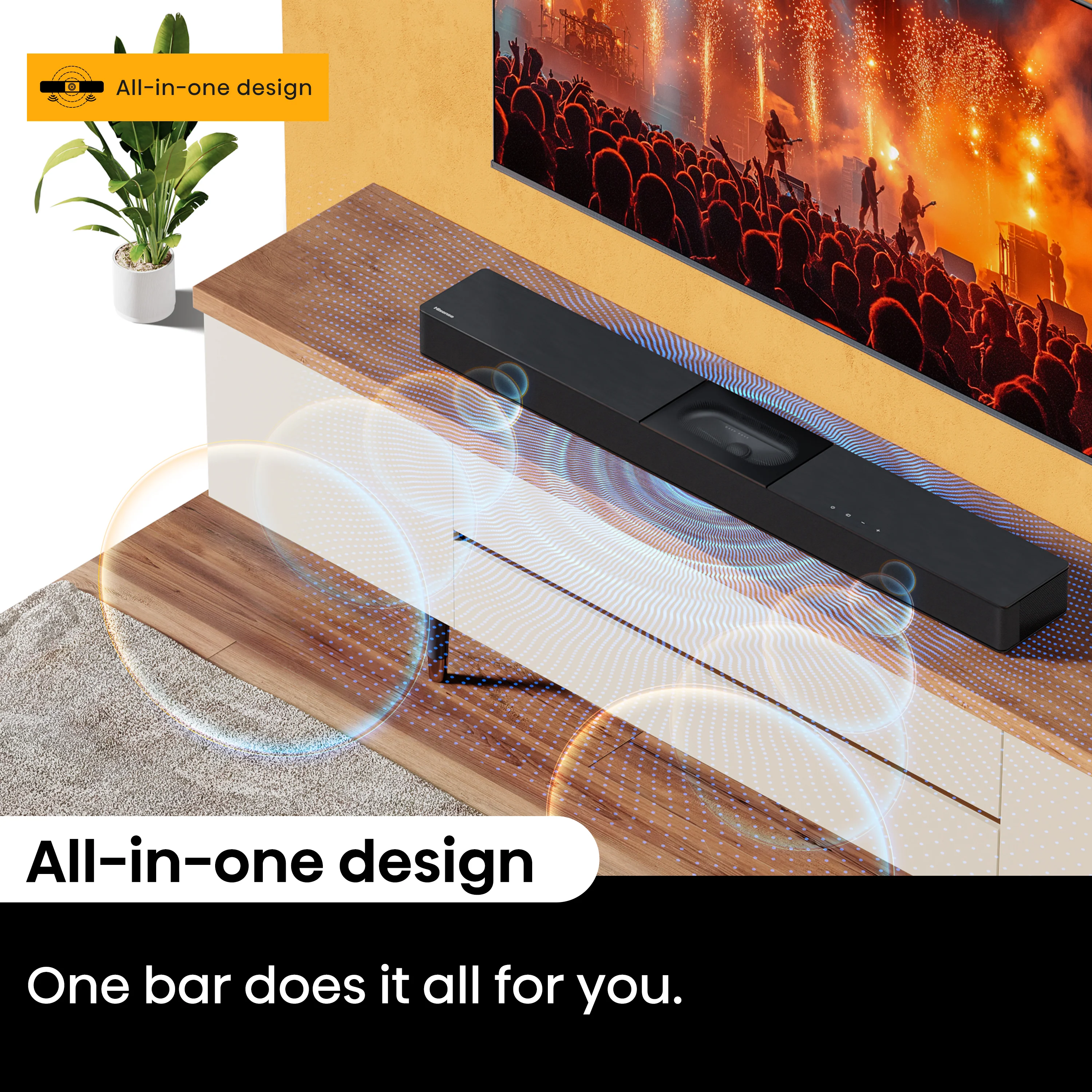 Hisense A620 2.1ch All-in-one Dolby Dightal /DTS Virtual: X, Sound Bar with Built-in Subwoofer - Image 4