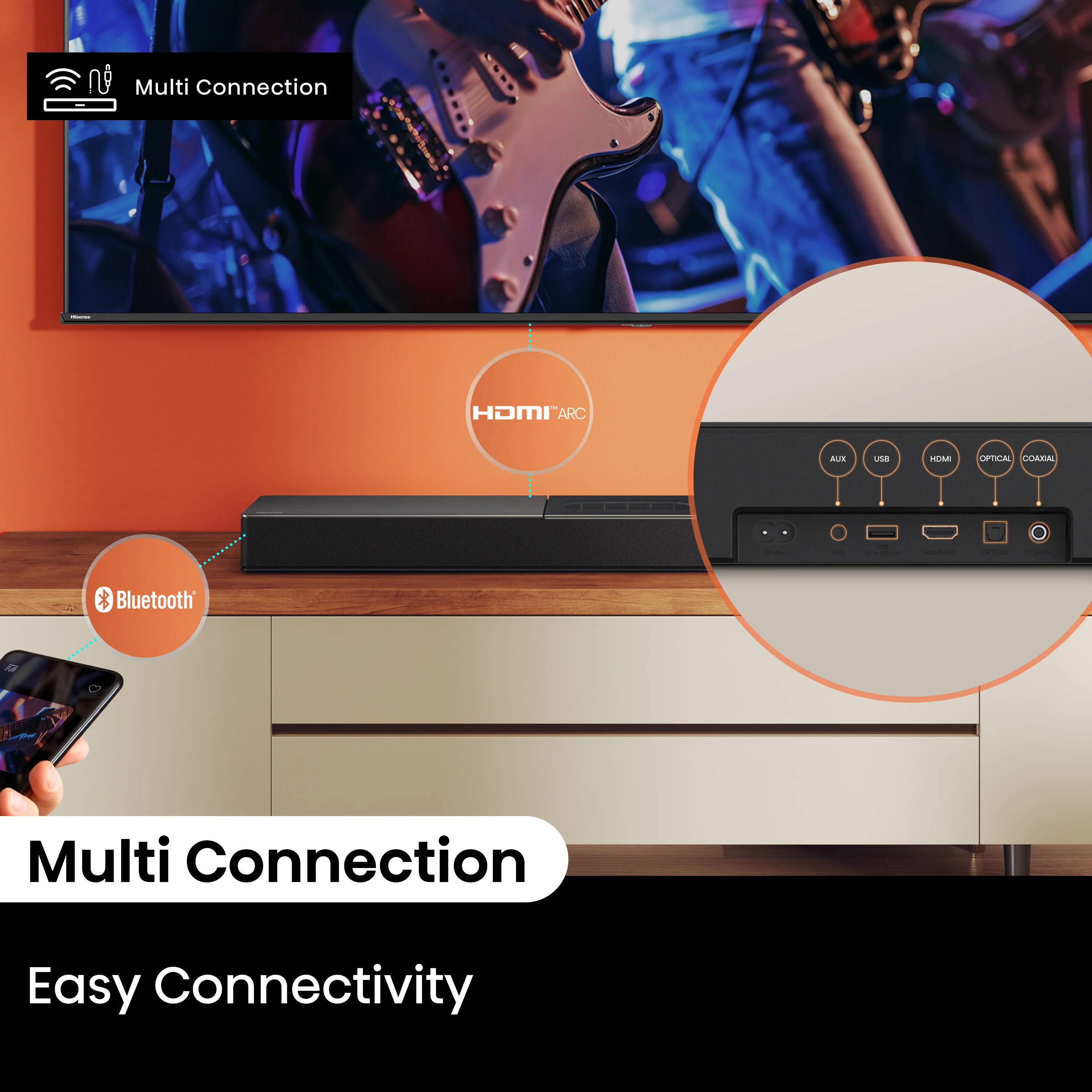 Hisense A620 2.1ch All-in-one Dolby Dightal /DTS Virtual: X, Sound Bar with Built-in Subwoofer - Image 9