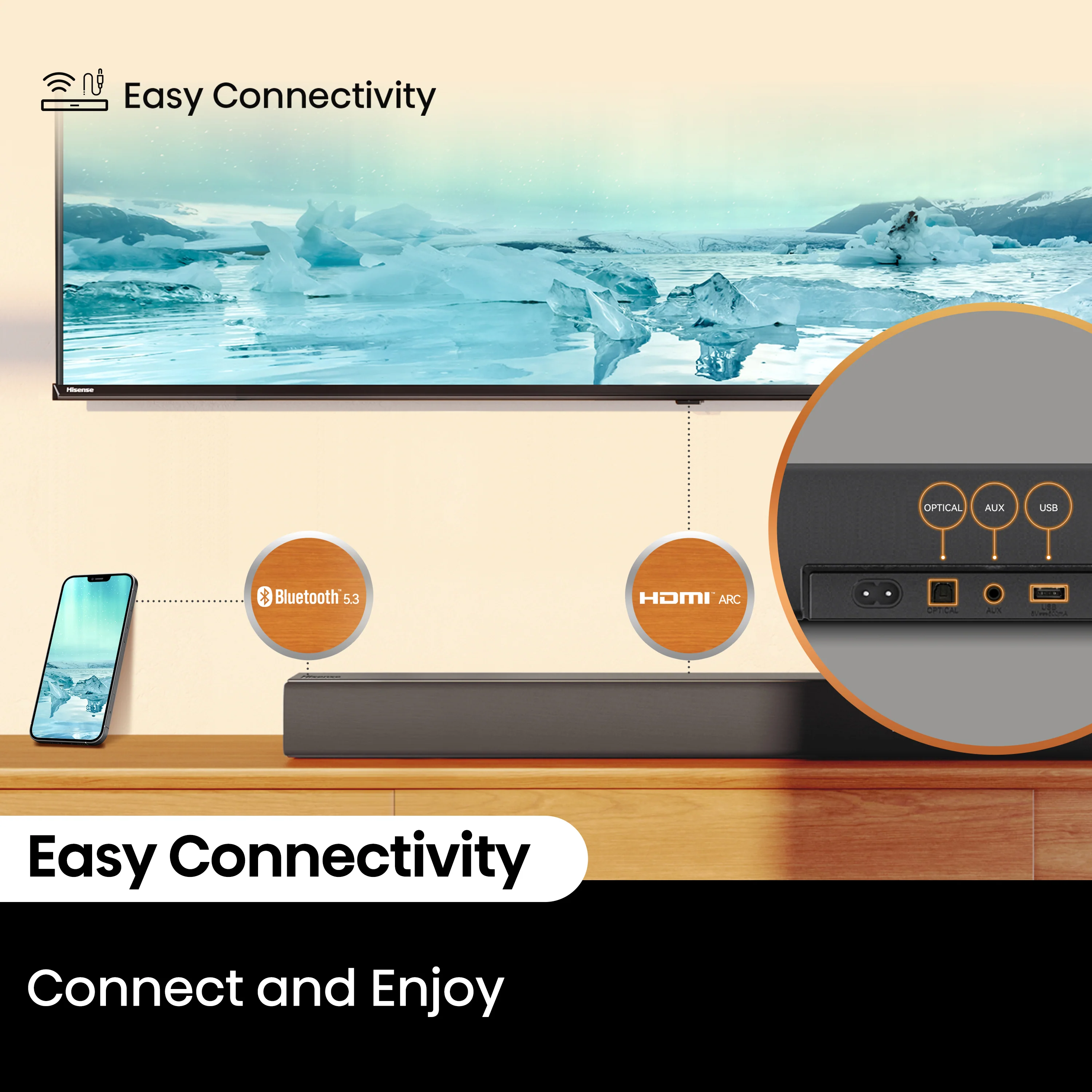 Hisense HS3100 3.1Ch, Dolby Digital Plus/ DTS Virtual:X, Sound Bar with Wireless Subwoofer - Image 7