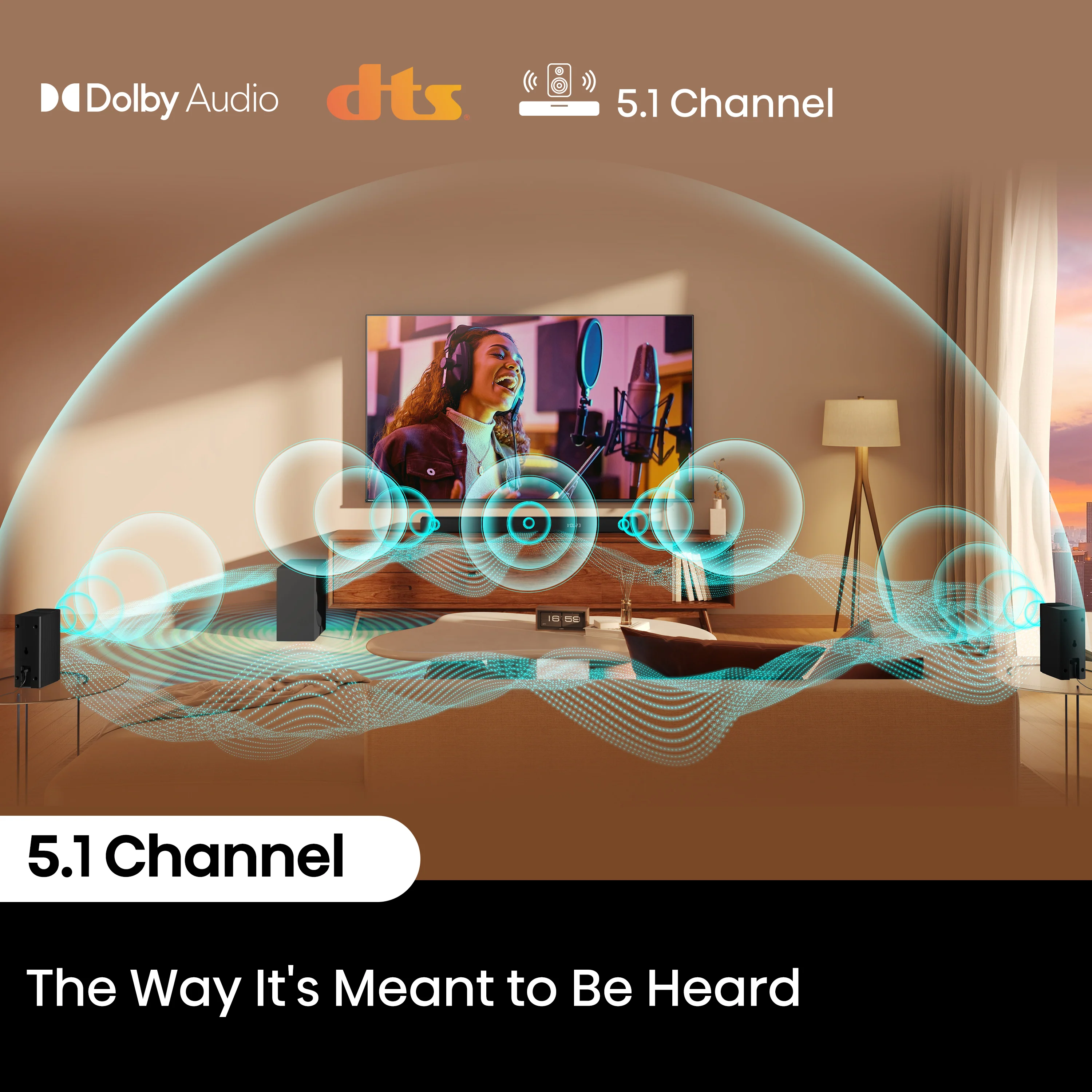 Hisense HS5100 5.1Ch, Dolby Digital Plus / DTS: X, Sound Bar with Wireless Subwoofer w/ Surround Speaker - Image 5