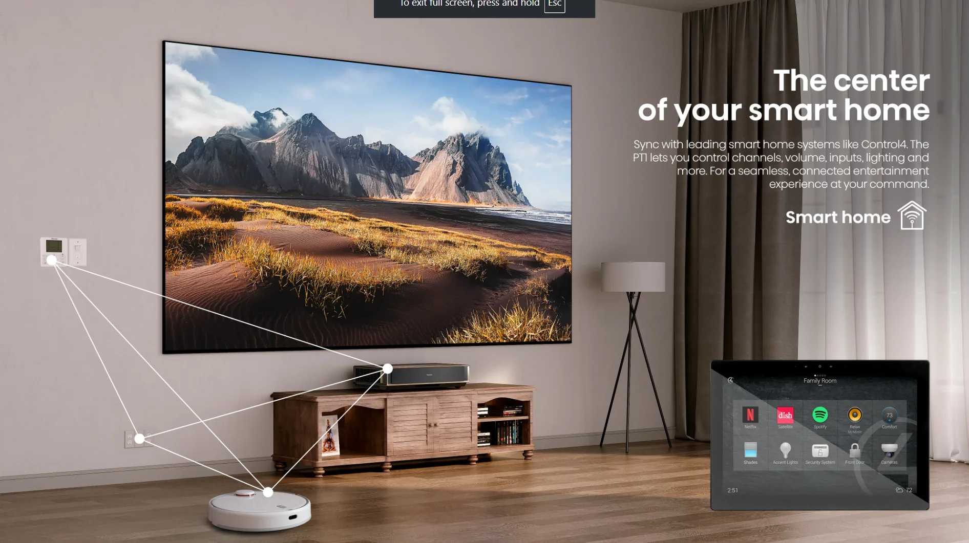 PT1, 4K UHD Triple Laser Ultra Short Throw UST Smart Projector (up to 150") - Image 9