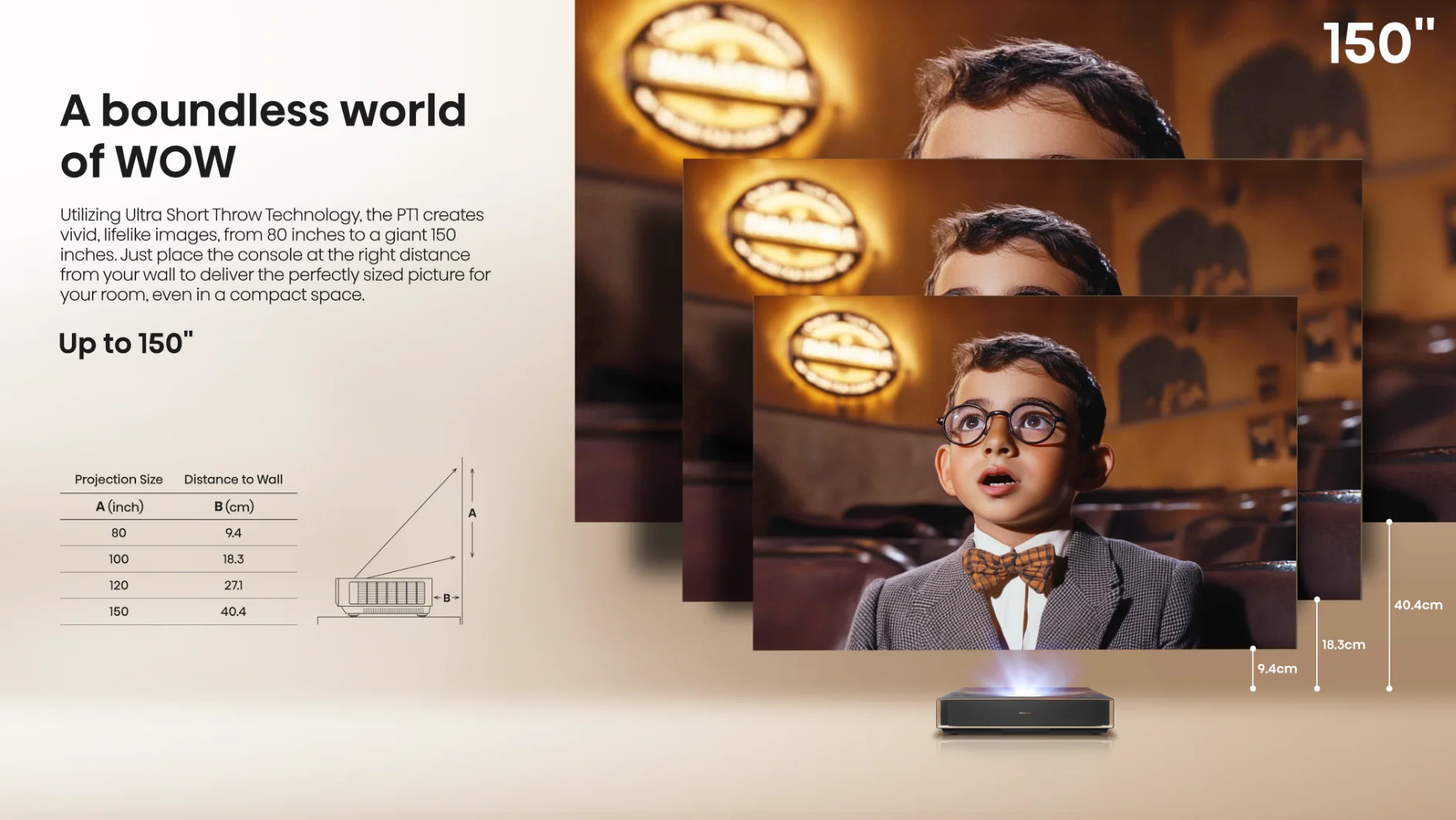 PT1, 4K UHD Triple Laser Ultra Short Throw UST Smart Projector (up to 150") - Image 19