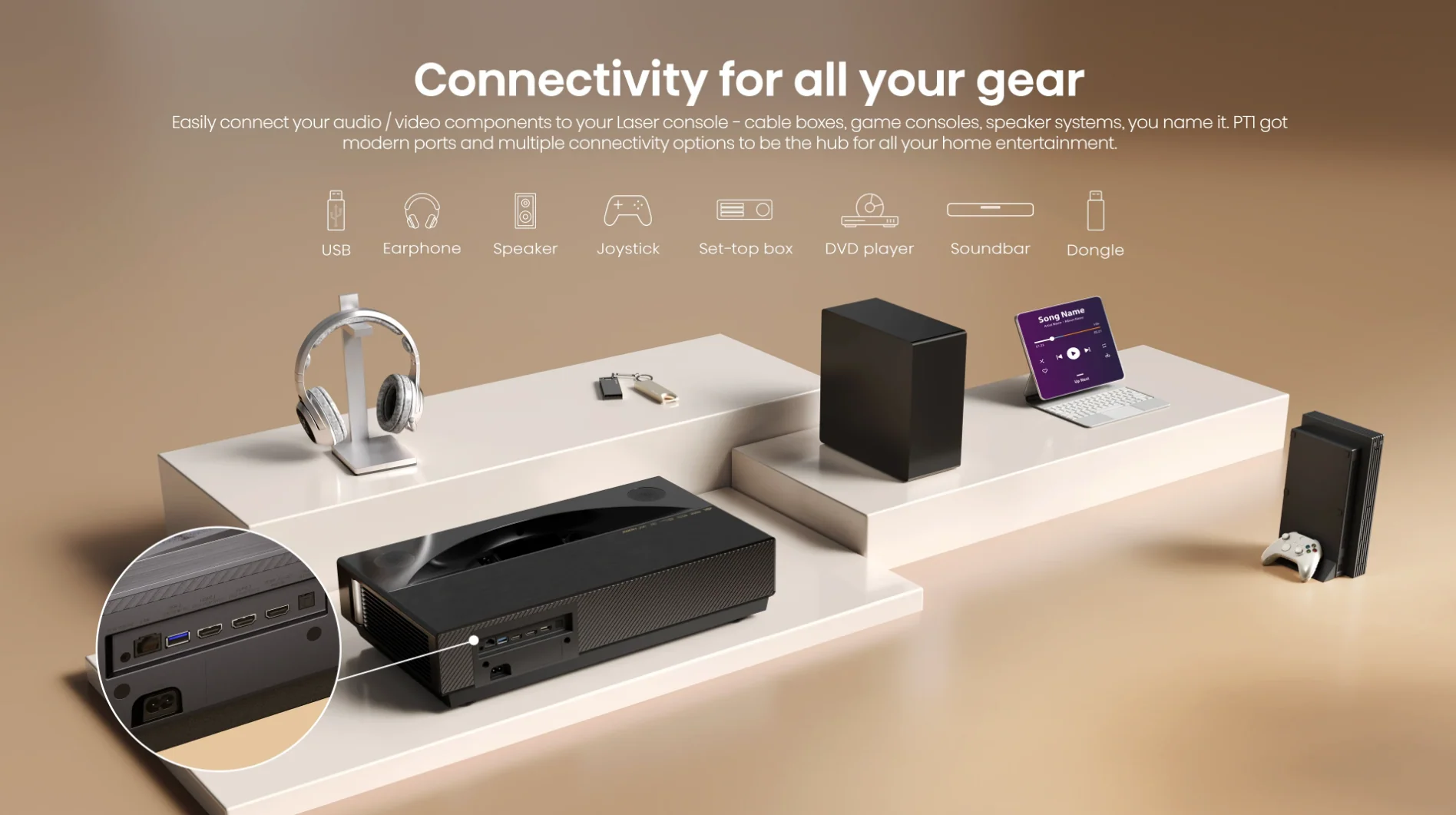 PT1, 4K UHD Triple Laser Ultra Short Throw UST Smart Projector (up to 150") - Image 21